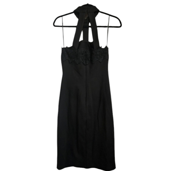 MARCIANO Black Lace detail fitted strappy halter Mini dress. Size small - Picture 2 of 13